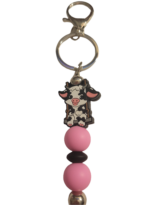 Pink Cow Bar Keychain