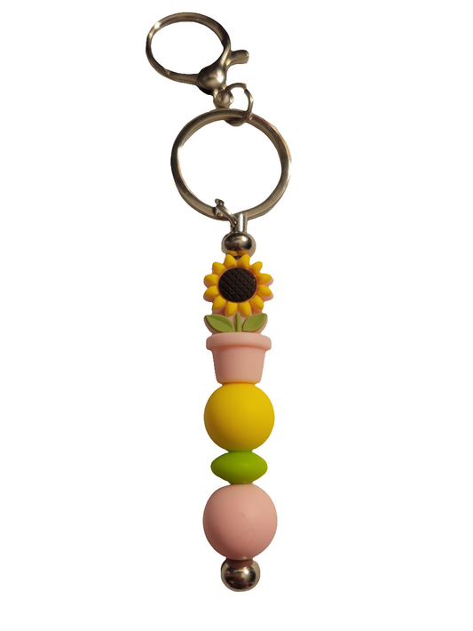 Pink Daisey Bar Keychain