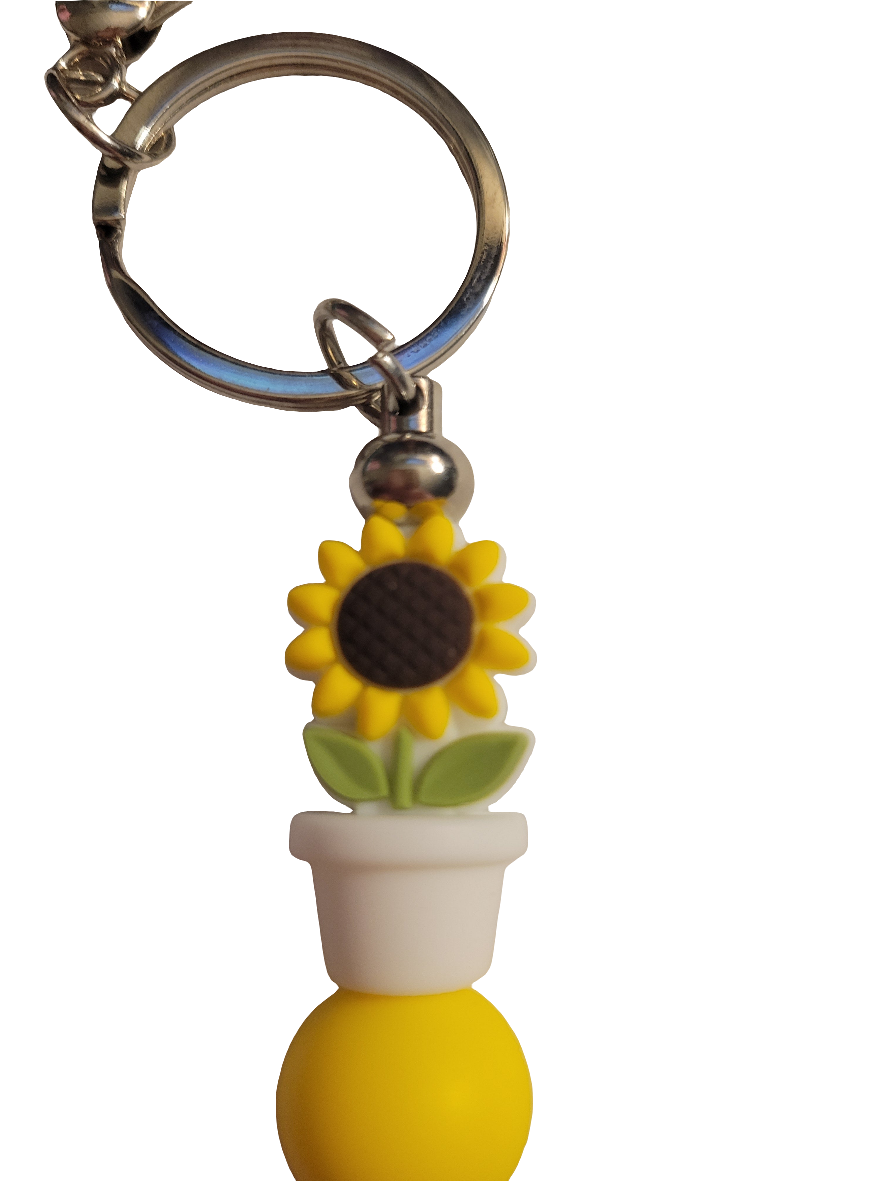 White Daisy Bar Keychain