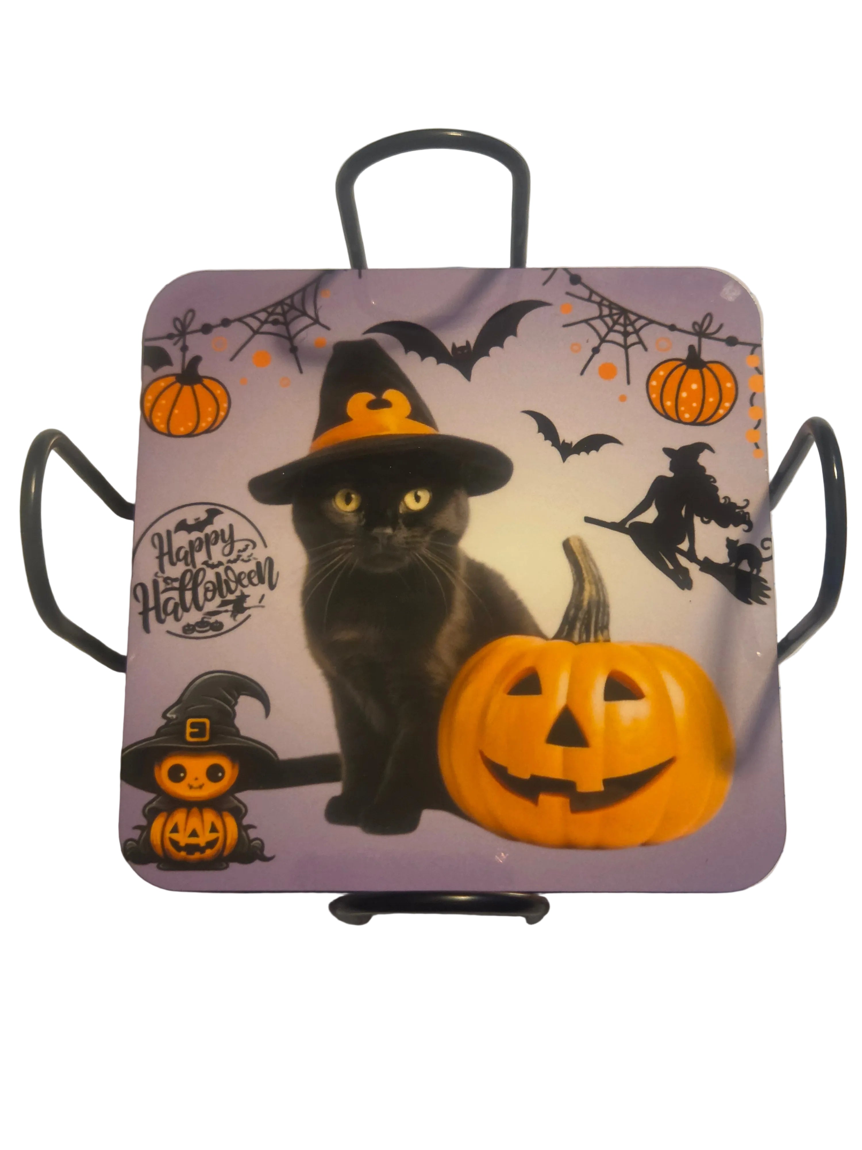 Black Cat Pumpkin Coasters